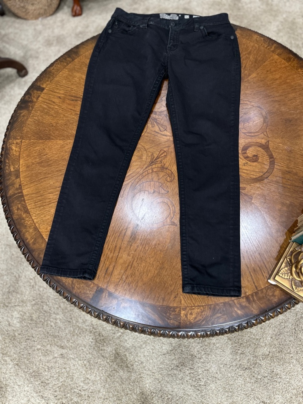 Miss Me Easy Skinny Jeans 32 Black Sequined Y2K Grunge McBling - Picture 9 of 9